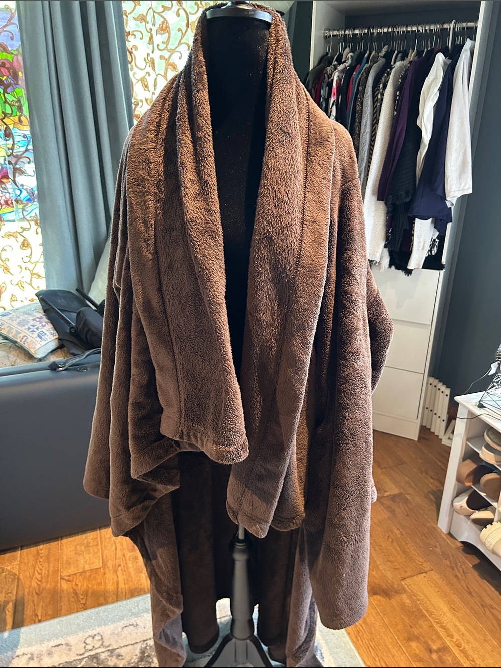 Plush Brown Cozy Blanket Throw Robe